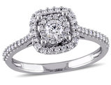 Halo Diamond Engagement Ring 1/2 Carat (ctw Color G-H Clarity I1-I2) in 10K White Gold